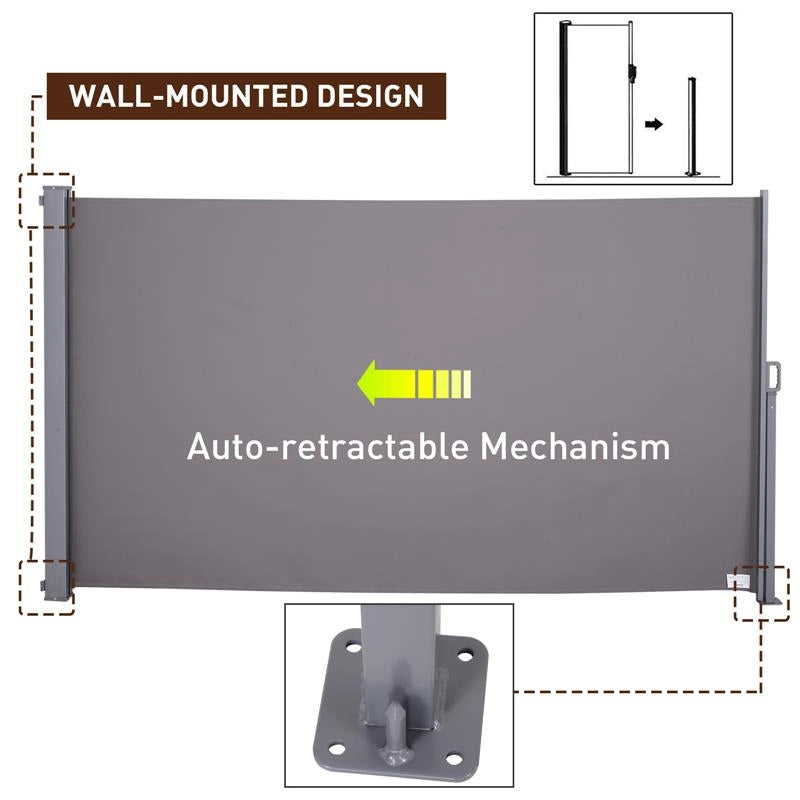 TENDA DA SOLE LATERALE E AVVOLGIBILE 3 X 1.6 MT IN COLORE GRIGIO