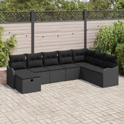 Set di divani con cuscino con archiviazione Nero polyrattan 3359032