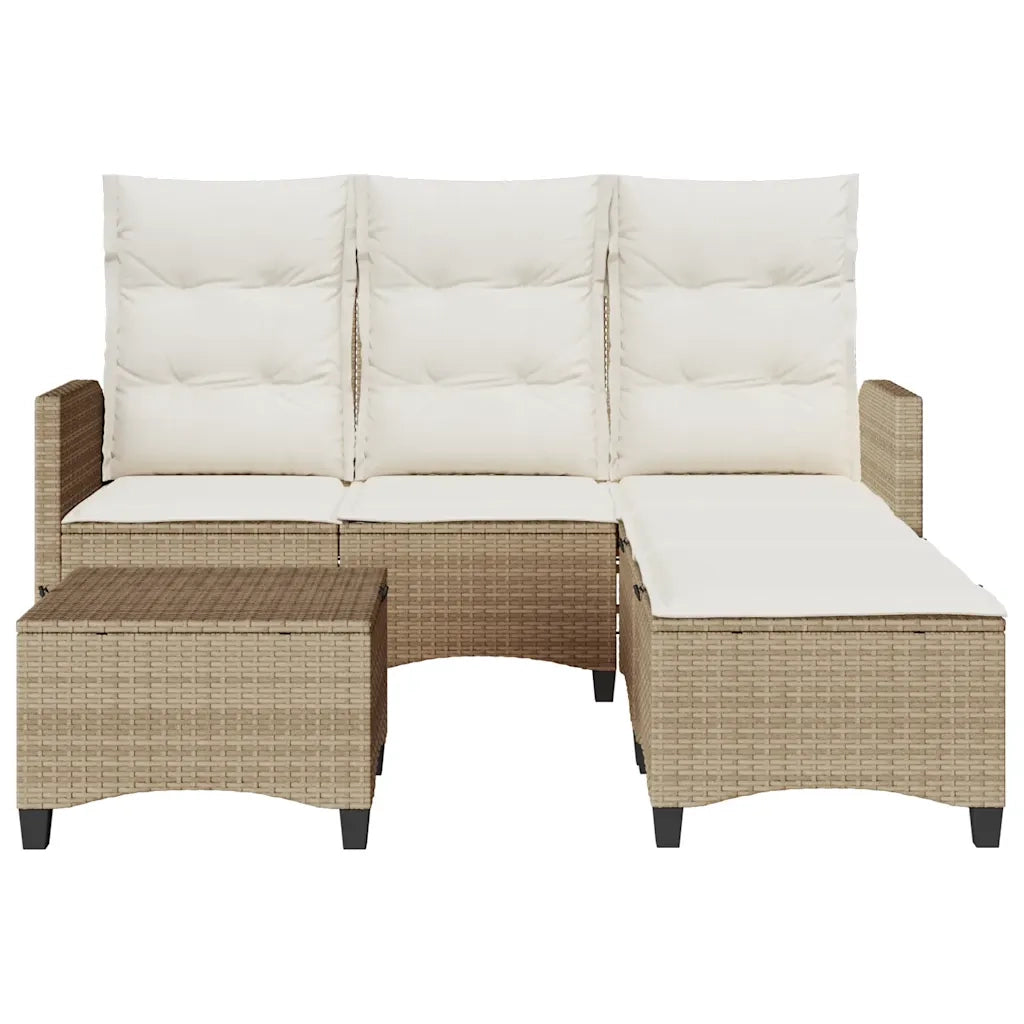 Set Divano da Giardino 3 pz con Cuscini a L Beige in Polyrattan 3328642