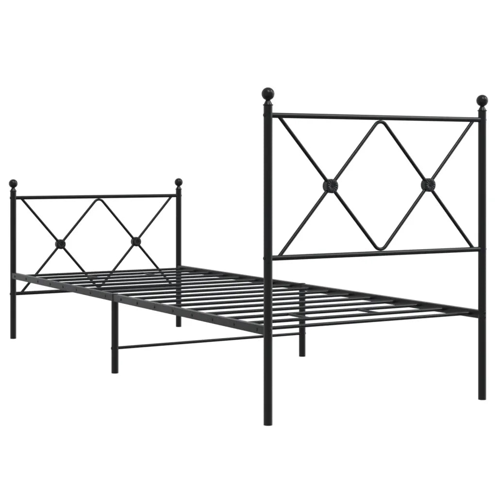 Giroletto con Testiera e Pediera-Struttura Letto Metallo Nero 80x200 cm 657157