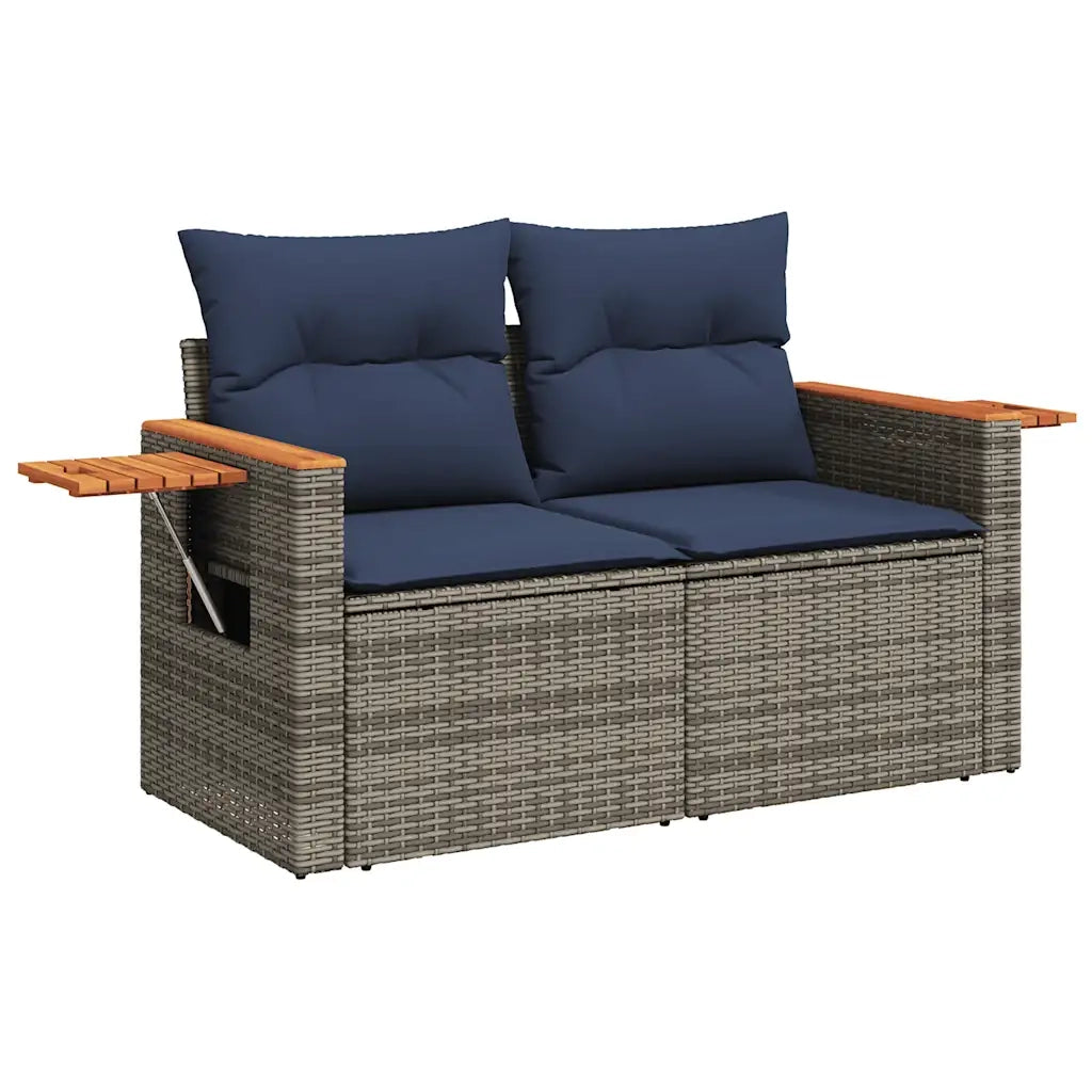 Set Divani da Giardino 9 pz con Cuscini Grigio in Polyrattan