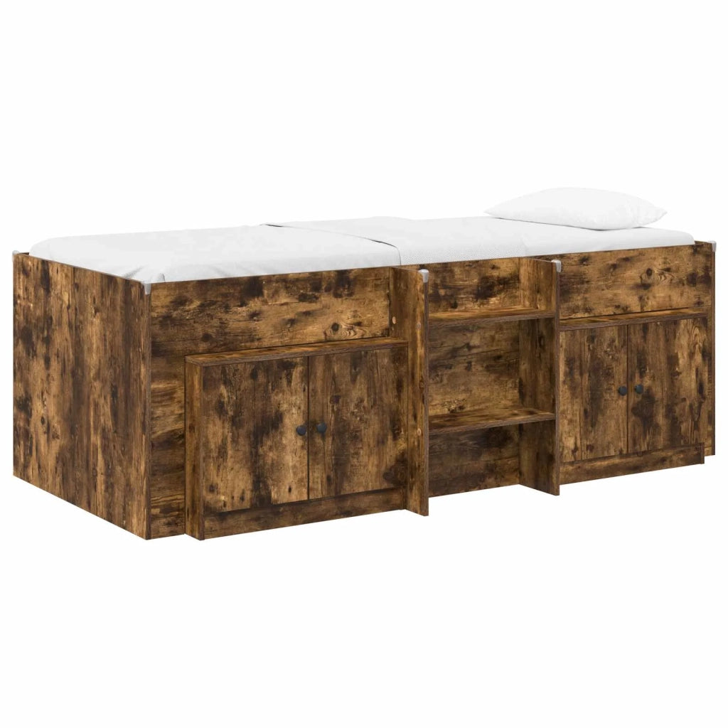 Struttura Letto Loft con Mobile con porta 3 pz Rovere Fumo 3423370
