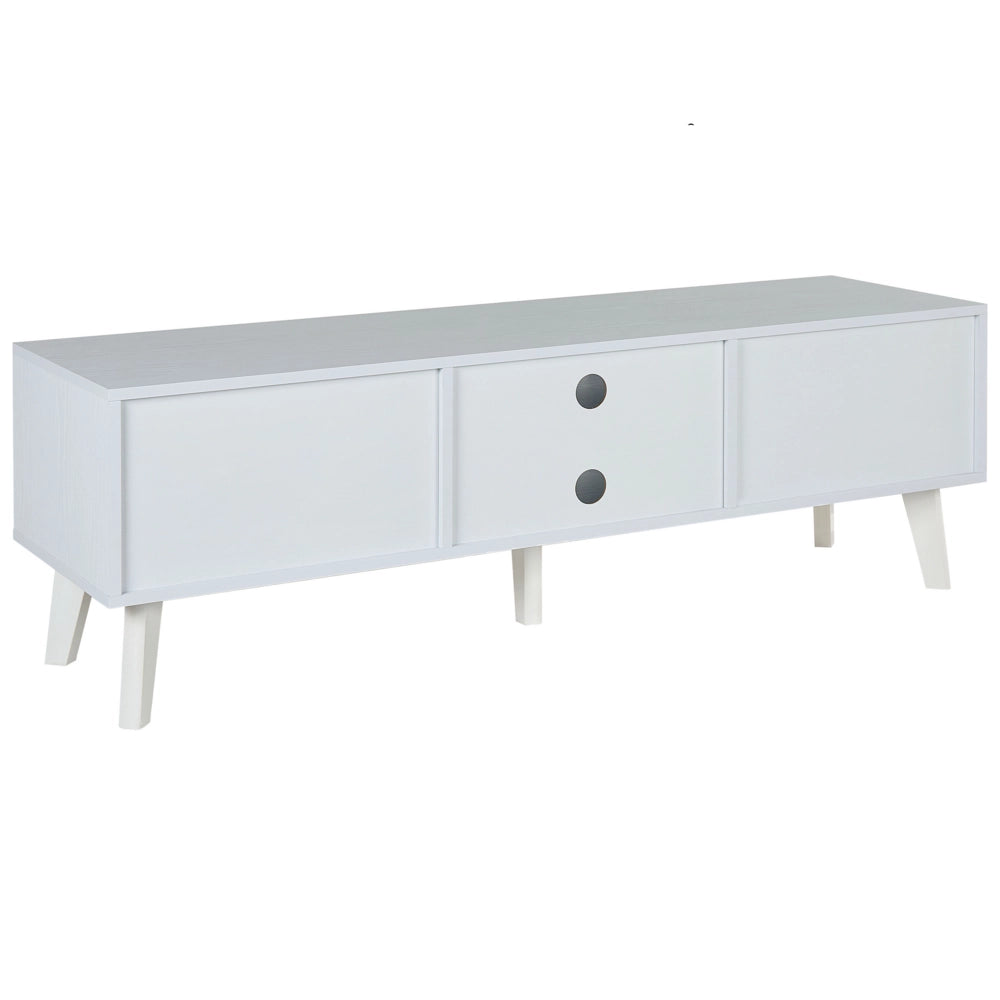 Mobile TV 2 ante 2 scaffali in MDF colore bianco e beige stile boho retrò soggiorno