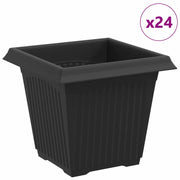 Fioriere | Cassetta per fiori | Vaso quadrato per fiori 24 pz Nero 16 x 16 x 14 cm Plastica