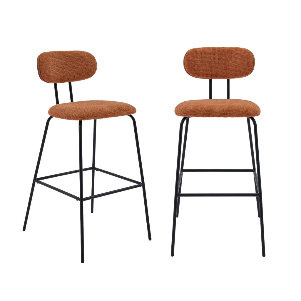 Set di 2 sgabelli da bar legno curvato tinto noce e tessuto