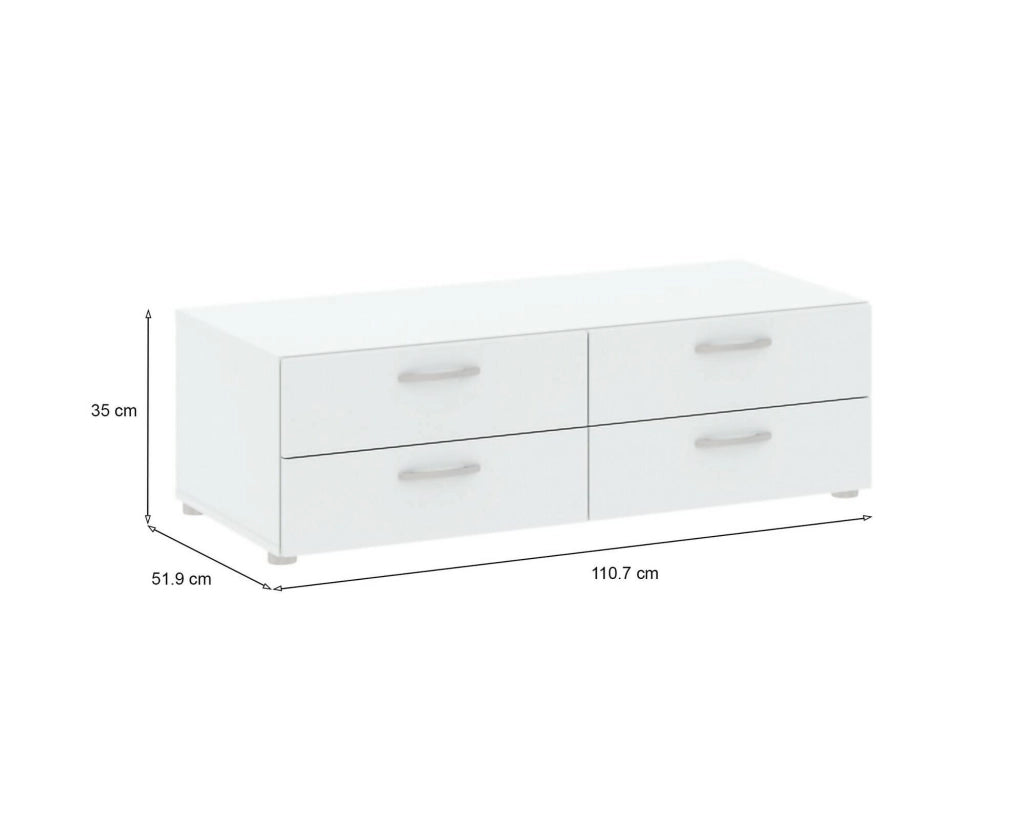 Cassettiera Gignod, Settimino multiuso, Comò camera da letto, Mobile con cassetti, 111x52 h35 cm, Bianco