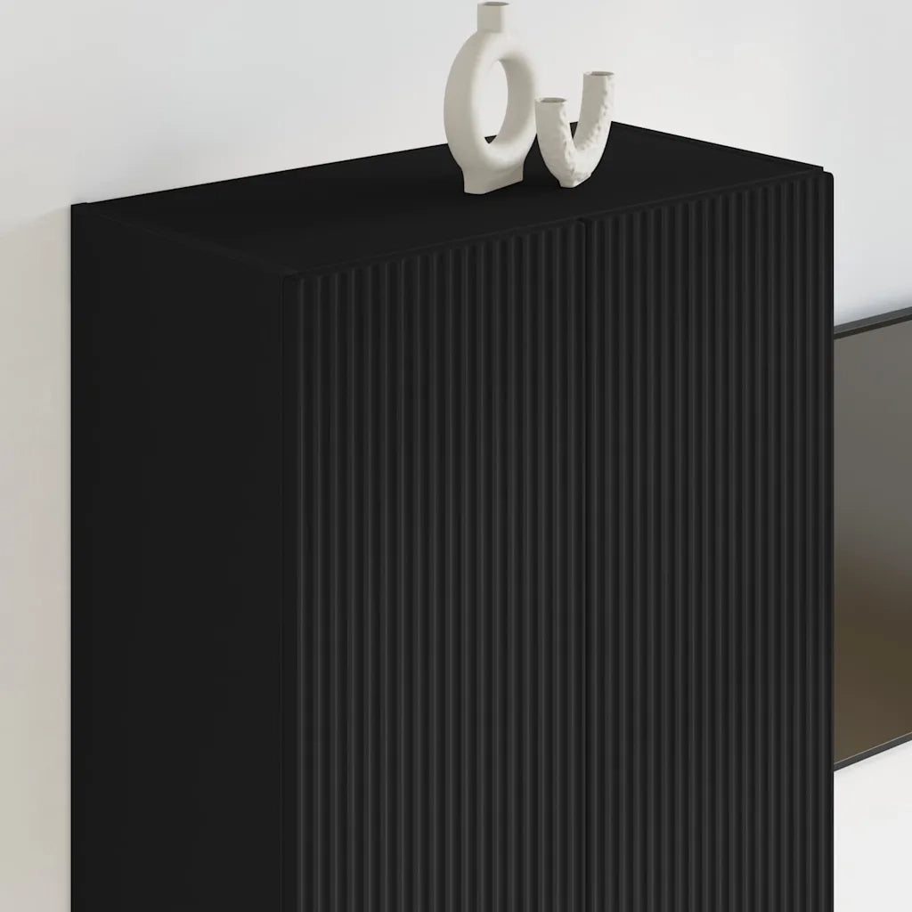 Mobile TV da parete Nero 59,5 x 31 x 80 cm Legno multistrato