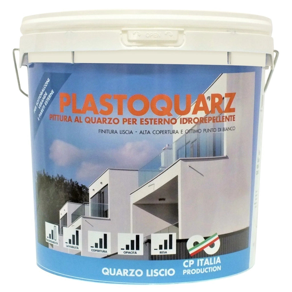 VERNICE PITTURA LAVABILE AL QUARZO LISCIO ACRILICA PER ESTERNI DA LT.14 BIANCO