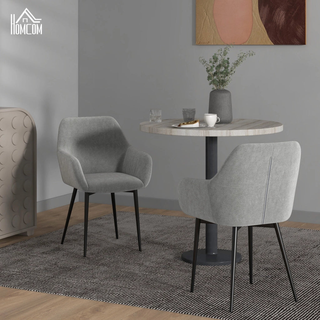 Set 2 Sedie Imbottite Stile Nordico 54x57x80 cm Tessuto Effetto Velluto Grigio Scuro