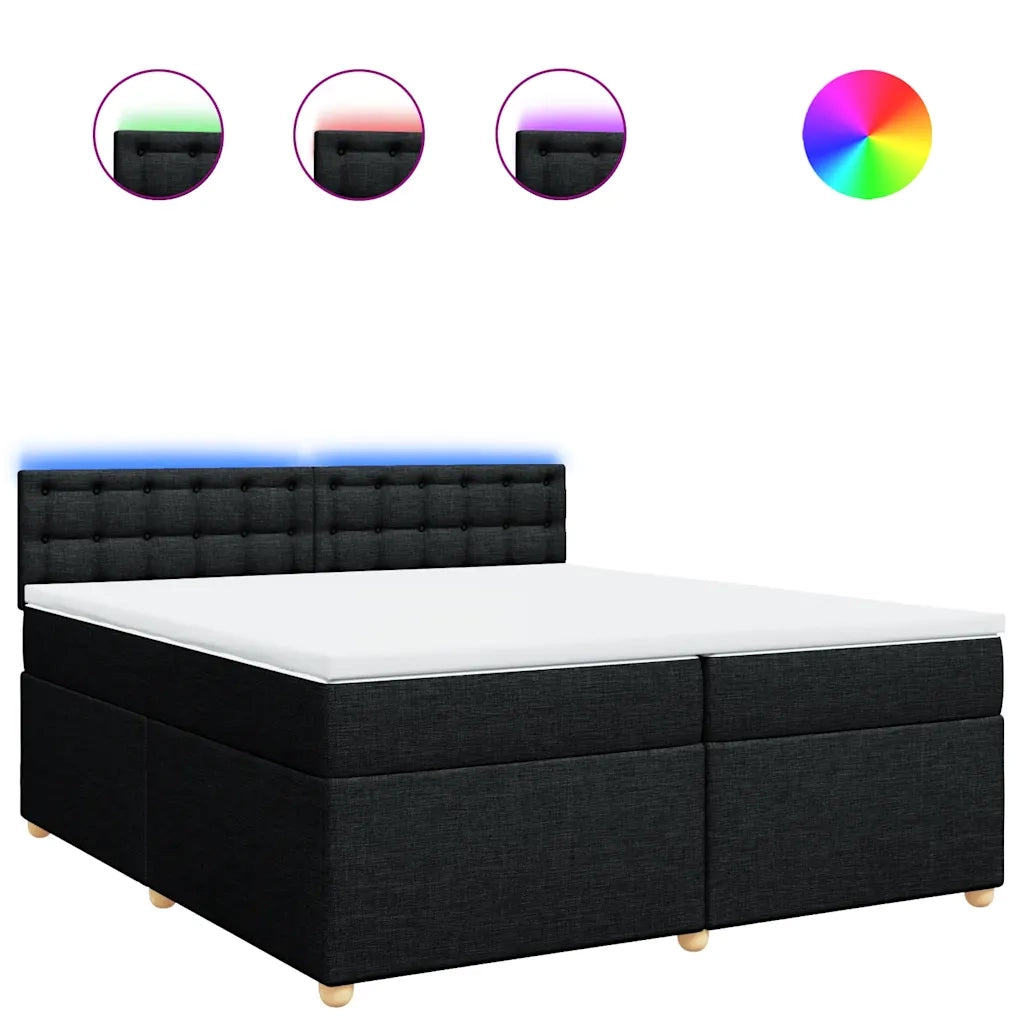 vidaXL Giroletto a Molle con Materasso Nero 200x200 cm in Tessuto
