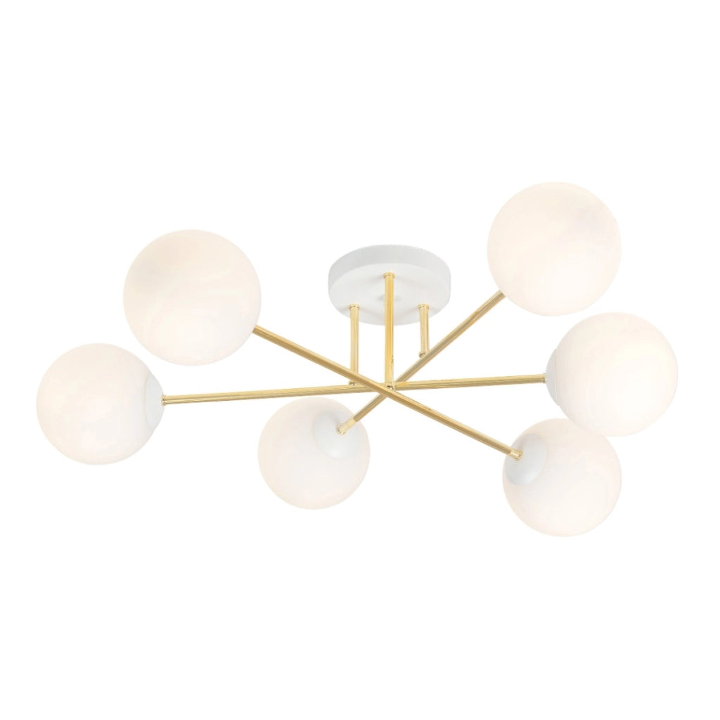 Lampadario Emibig MAGNUM 6xE14 oro con sfere bianche