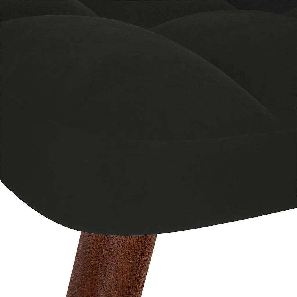 Divano Sedia-Poltrona Relax con Sgabello in Velluto Nero 112187