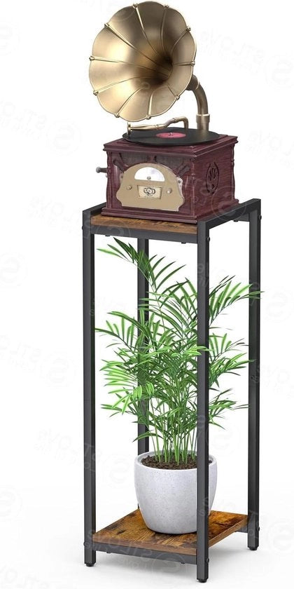 Pannello di sostegno per piante angolari 2 in 1, alta base per piante per interni - vetrina per fiori - display per piante - tavolo da giardino - decorazione per esterni in legno scuro