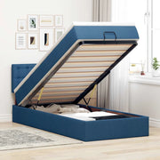 vidaXL Pouf Letto con Materasso e LED Blu 90x200 cm in Tessuto