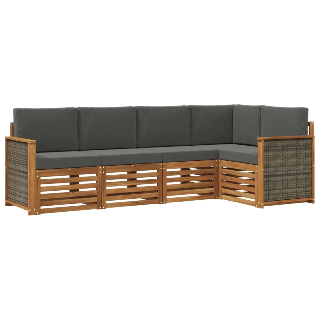 Set divano sezionale con cuscino 4 pcs Naturale e Antracite 3384348