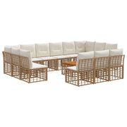 Set di divani da esterno 14 pcs Naturale e Bianco Crema 3437584