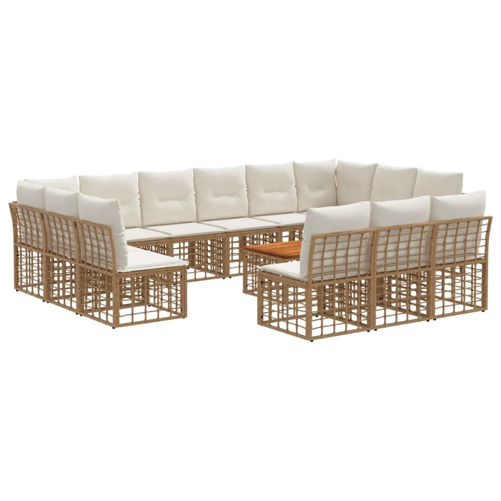 Set di divani da esterno 14 pcs Naturale e Bianco Crema 3437584