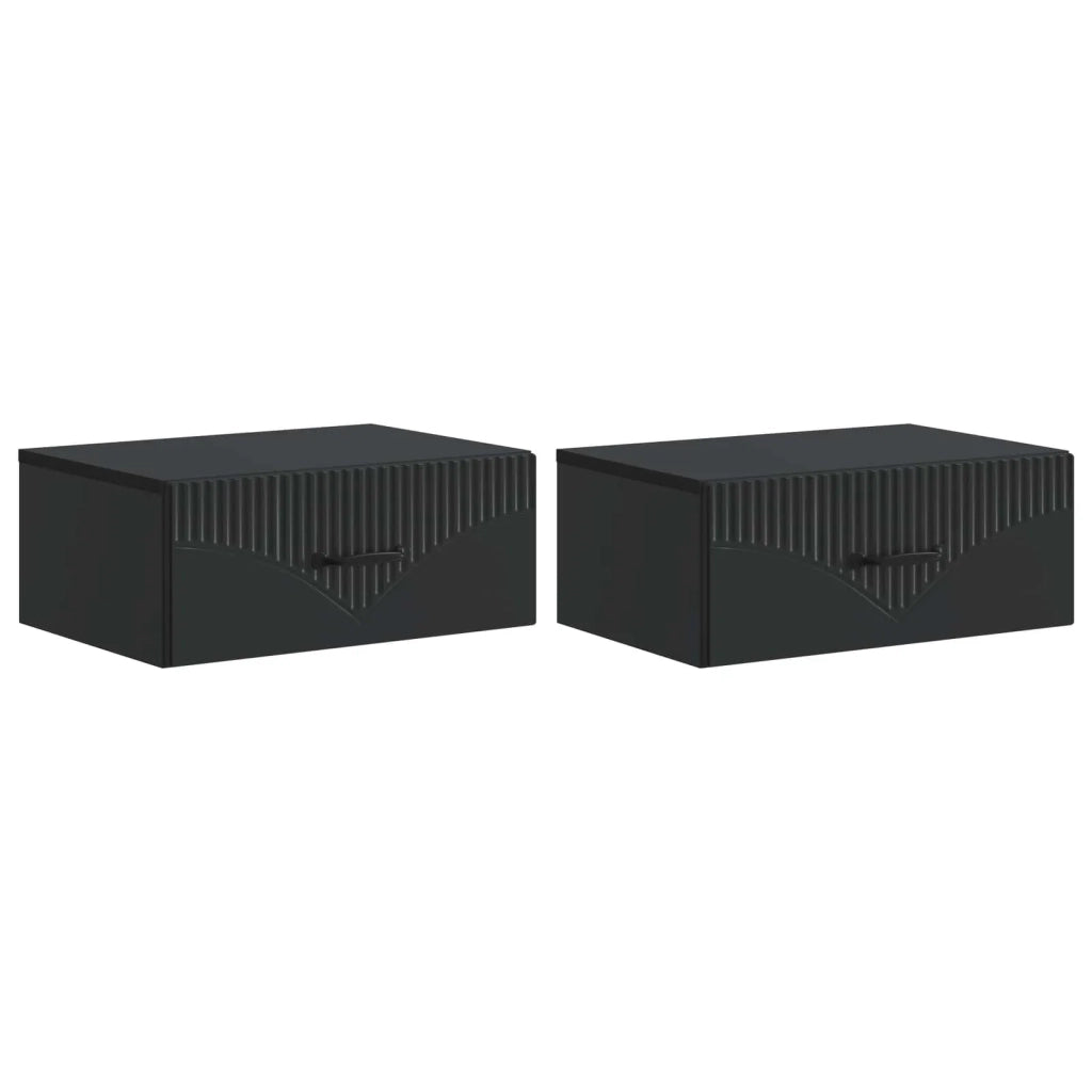 Mobiletto da notte a muro 2 pcs Nero 49 x 34,5 x 20 cm 898958