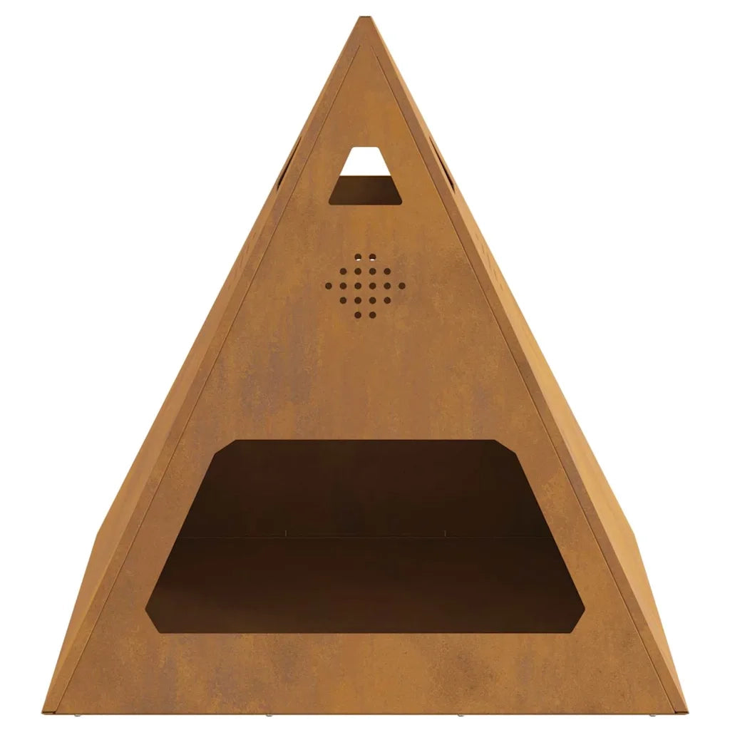 Focolare-Stufa-Camino Marrone 50 x 50 x 51 cm acciaio corten