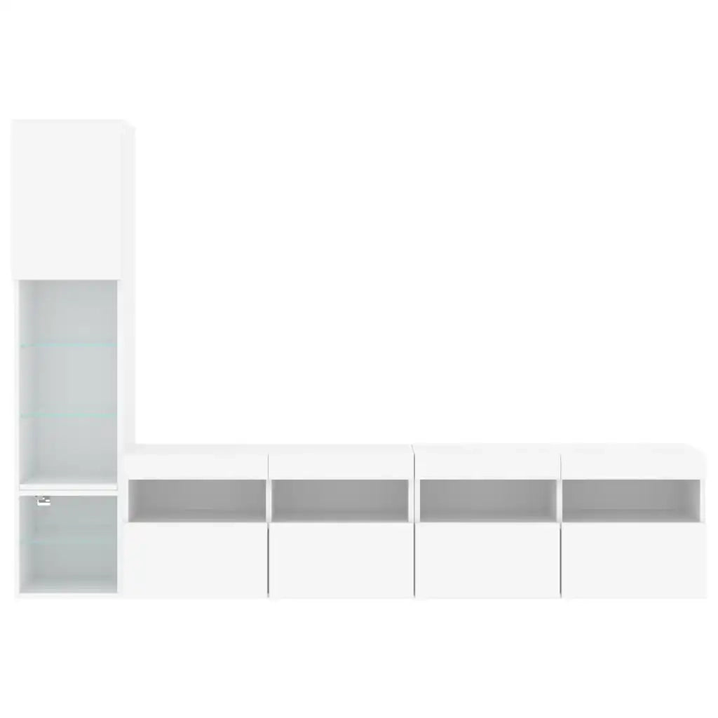 Mobili TV a Muro con LED 4pz Bianchi in Legno Multistrato 3216711