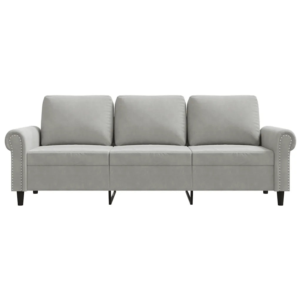 Divano a 3 Posti Grigio Chiaro 180 cm in Velluto 359539