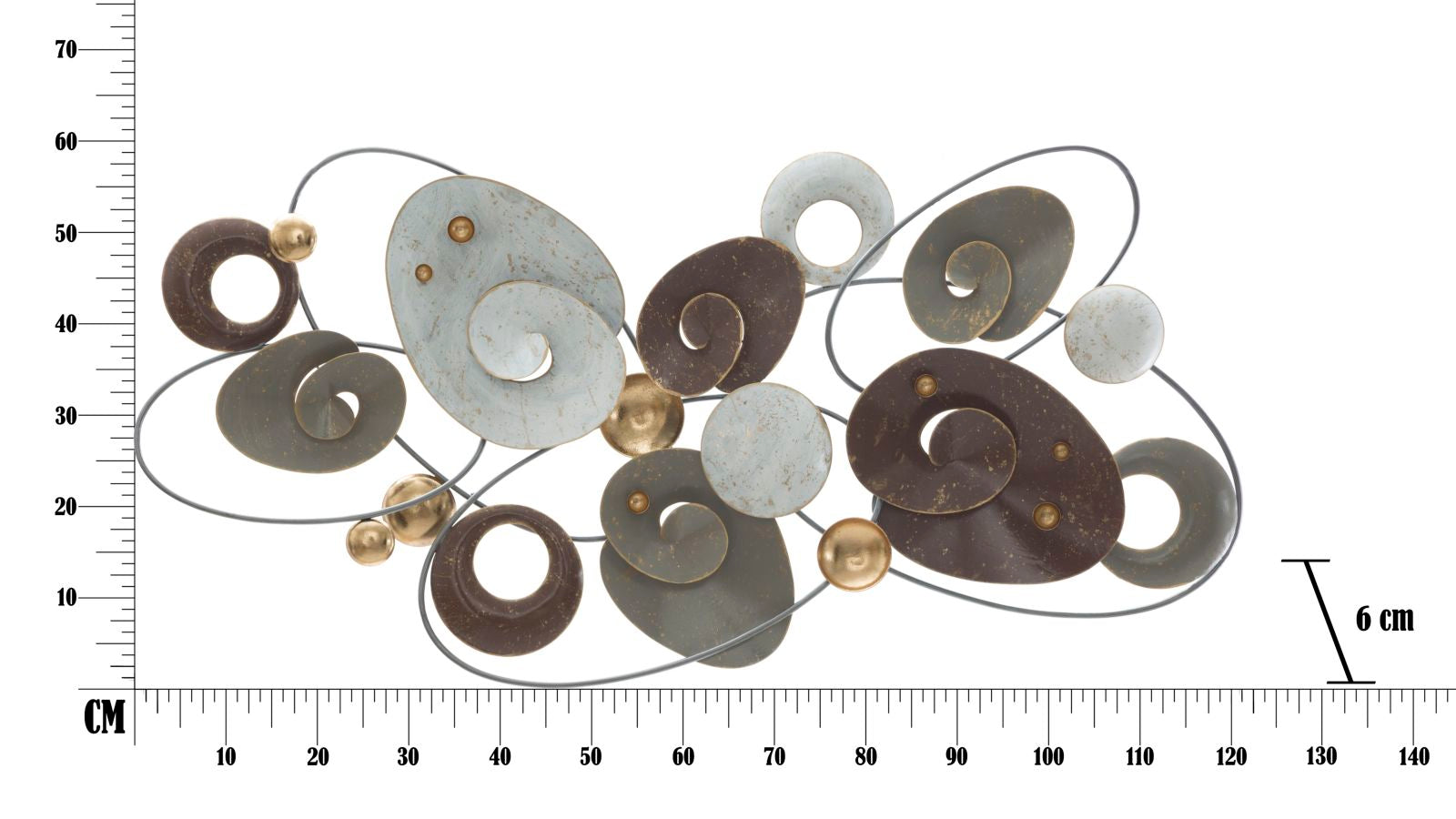 Pannello Planet 120x6x58 cm in Ferro Multicolor