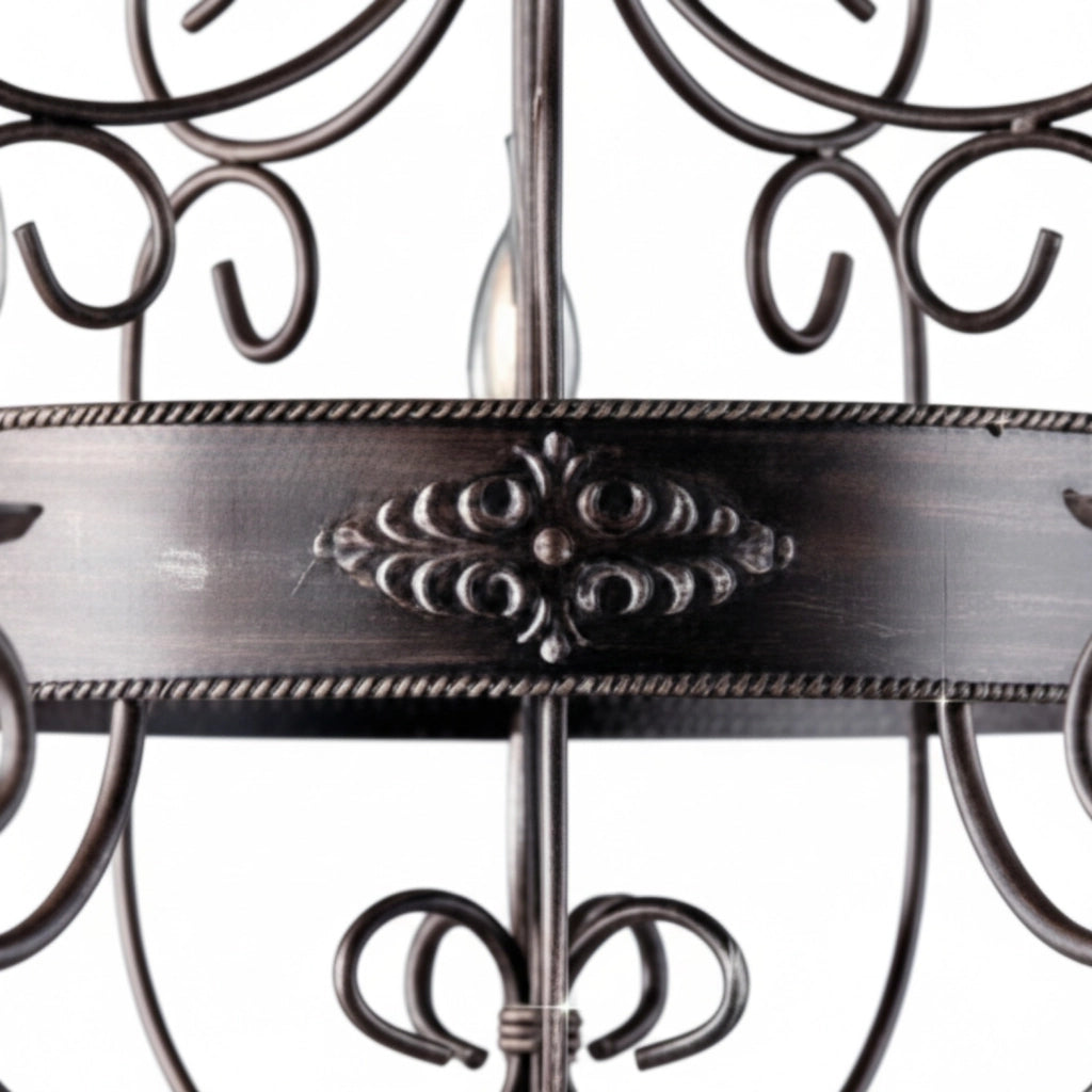 Lampadario Rustico Baltimora Metallo Nero Ruggine - Corten 5 Luci E14