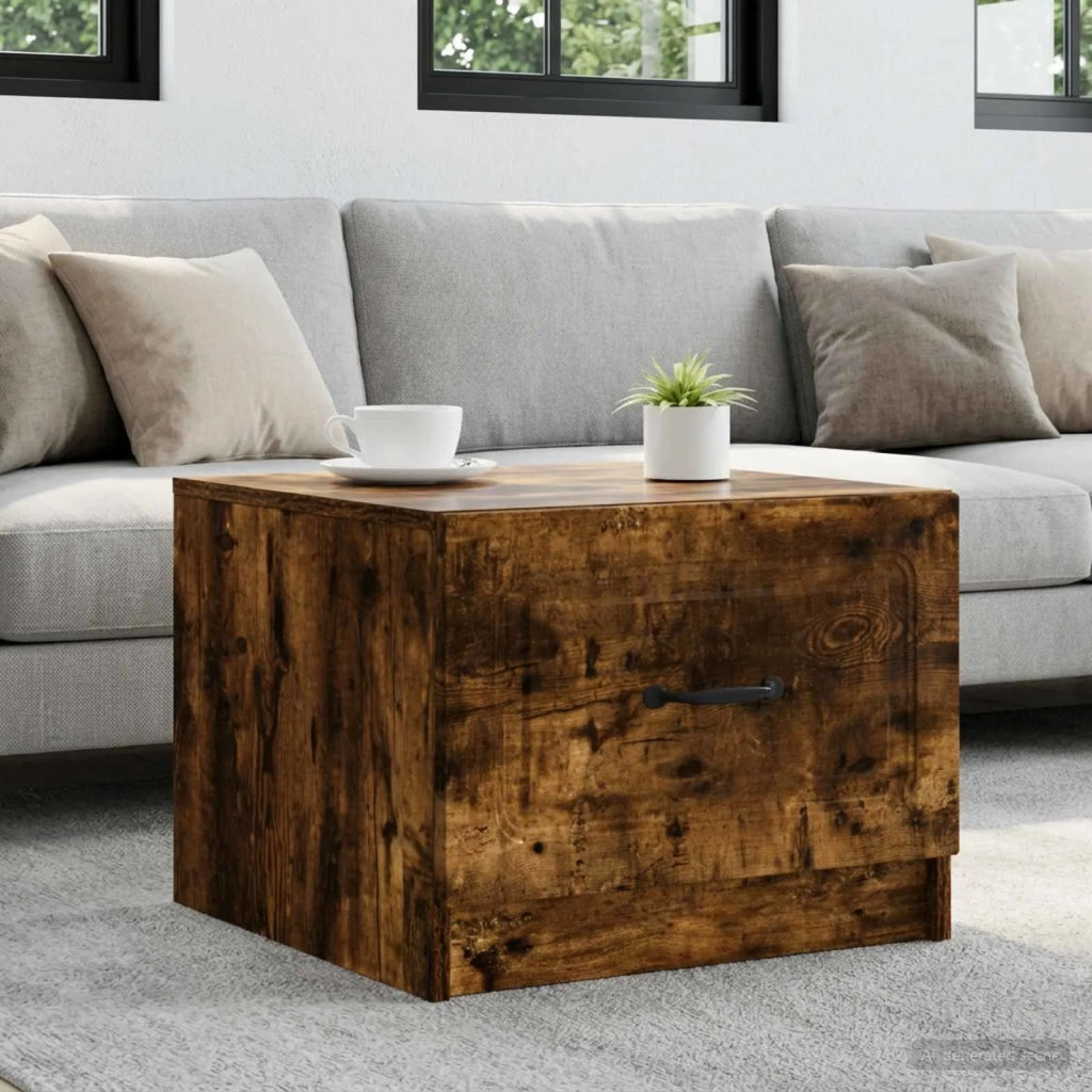 Tavolino da salotto con cassetto Rovere Fumo 49 x 50 x 37 cm 895890