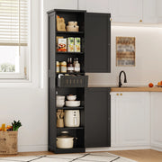 Dispensa alta con 4 ripiani regolabili e 2 ante, stile retrò, per cucina e soggiorno, in MDF, nero, 40 × 30 × 170 cm