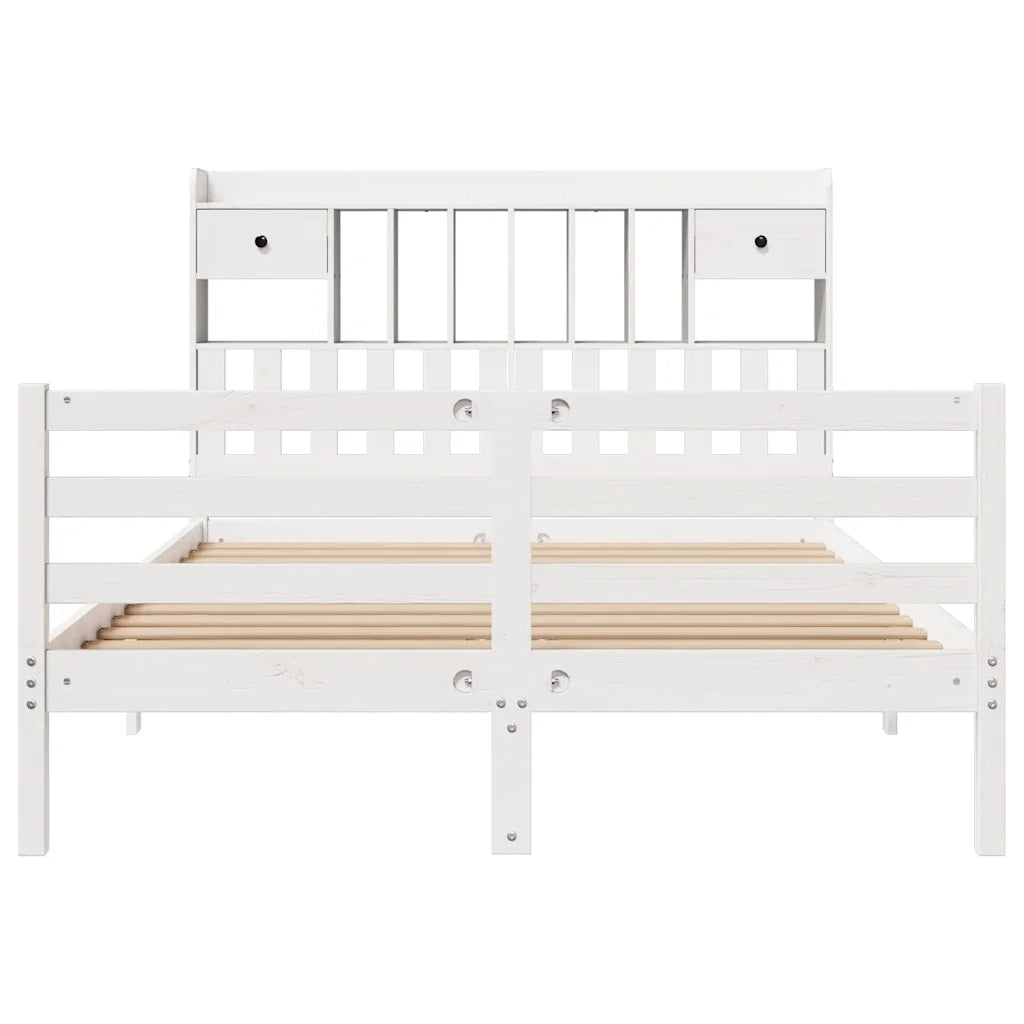 Letto Libreria senza Materasso Bianco 160x200 cm Legno di Pino 3321943