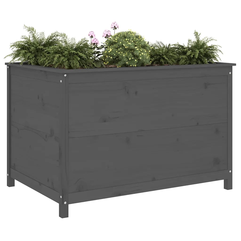 Fioriera | Cassetta per fiori | Vaso Rialzata Giardino Grigia 119,5x82,5x78cm Massello Pino