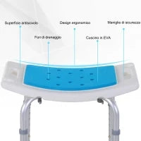Sgabello per Doccia da Bagno in Lega di Alluminio e Plastica Antiscivolo, Altezza Regolabile 6 Livelli 39-52cm
