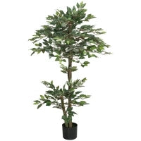 Albero Artificiale Pianta Artificiale Ficus Altezza 1,5 M Tronco Ramificazioni Rampicanti Lichene Foglie Grande Realismo Vaso Incluso
