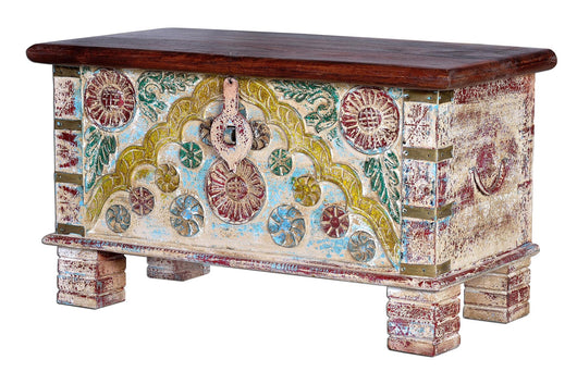 Casssapanca in massello di mango intagliato