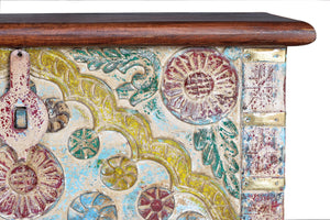 Casssapanca in massello di mango intagliato