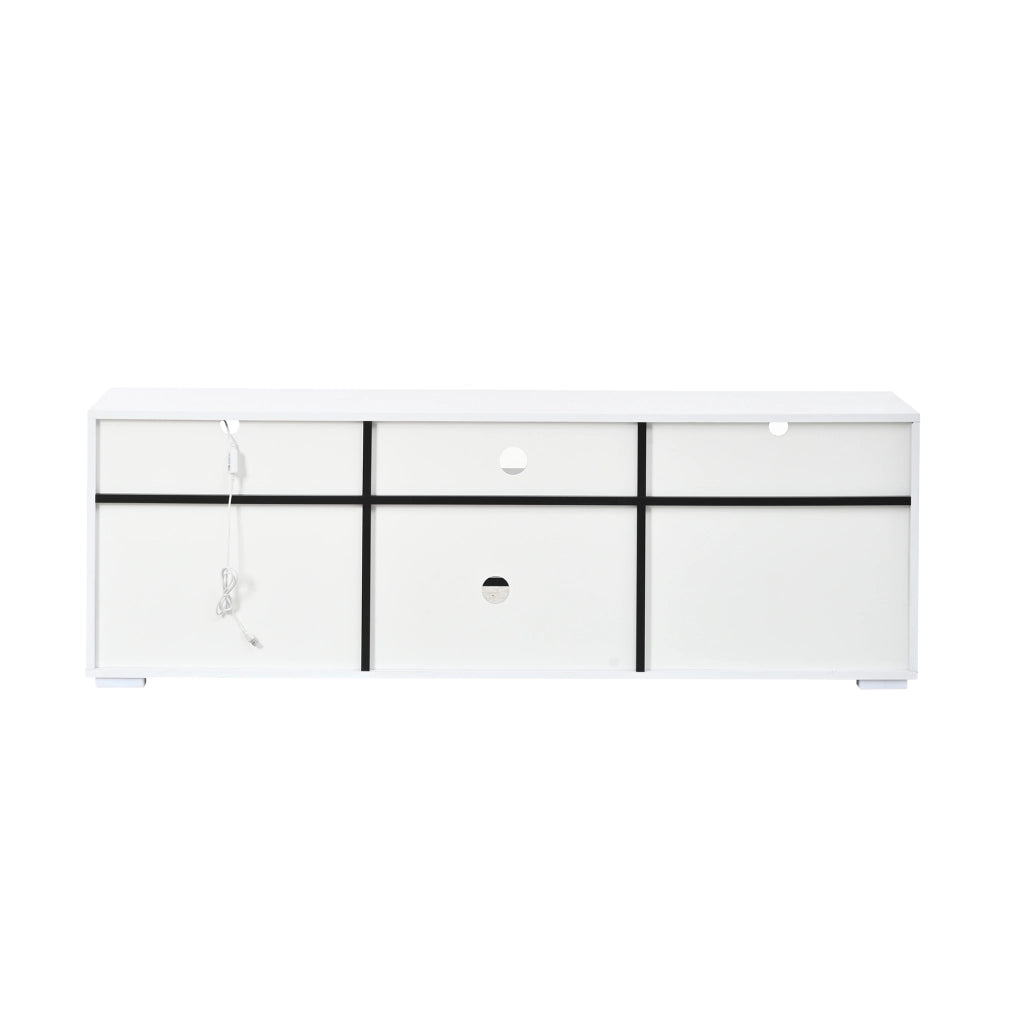Mobile TV con 2 ante; LED e passacavi - per soggiorno - 150×35×50 cm - bianco