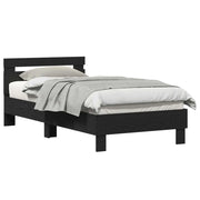 Letto singolo | Letto per adulti | Struttura del letto con testiera Rovere Nero 193 x 95 x 88 cm