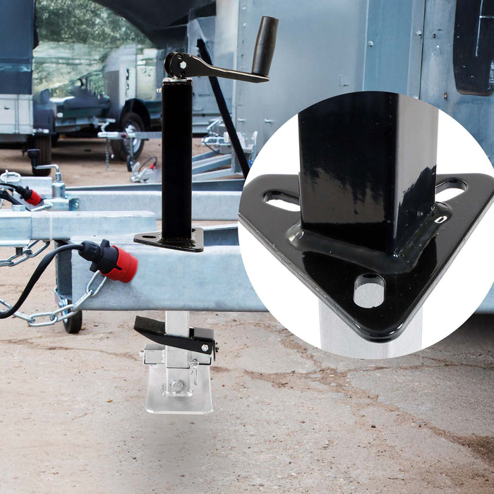 Piede stabilizzatore per rimorchi roulotte, max 900 kg, regolabile in altezza con manovella, con pedale e perno di sicurezza