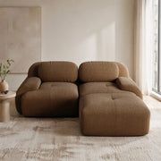 Divano angolare modulare 208x178x70 cm in tessuto a coste marrone; senza montaggio