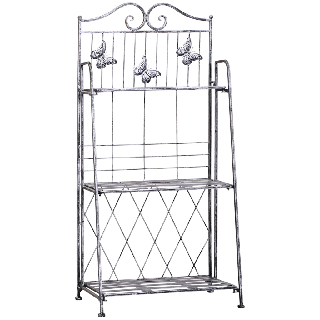 Scaffale Fioriera 3 Ripiani Pieghevole da Giardino Balcone Argento