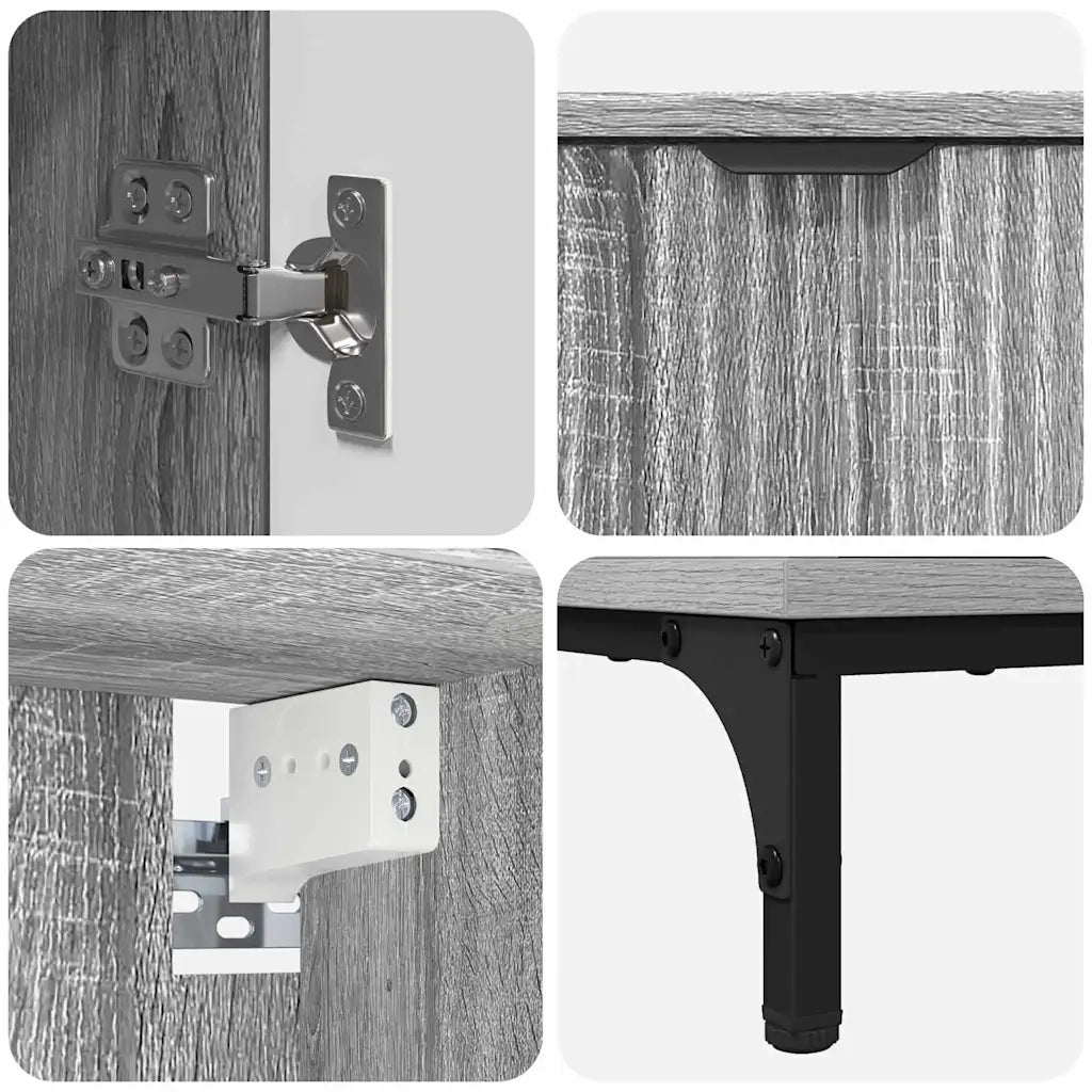 Set di mobili per il bagno con cassetto con porta Grigio Sonoma