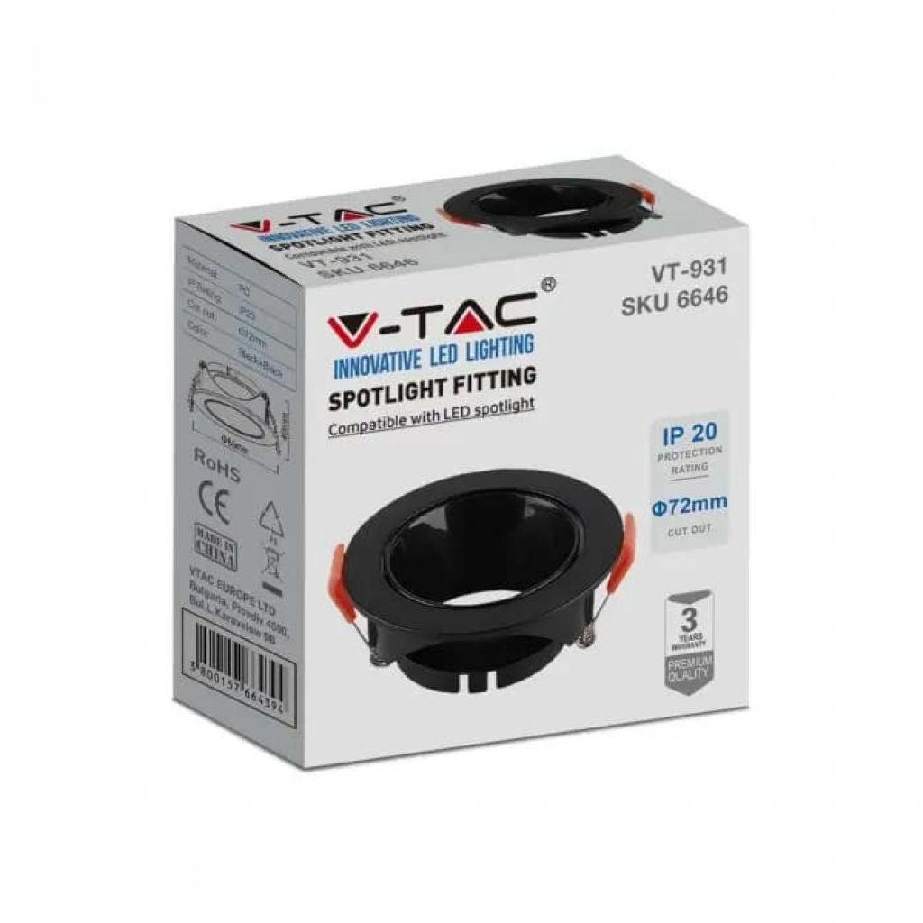 GU10 Monti rotondi Black Frame + Black Riflector