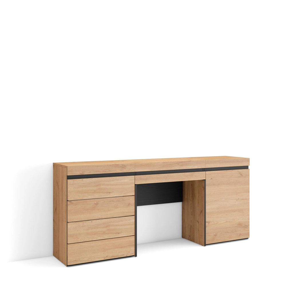 Tavolo da toeletta, 177x35x75cm, Con cassetto, Cassettiera, colore Rovere RF3478