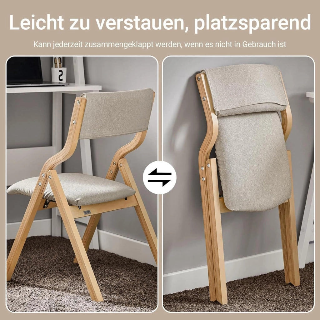 Lotto da 2 Sedie Pieghevoli da Pranzo con Seduta e Schienale Imbottiti, Design Elegante e Salvaspazio Sedie Pieghevoli da Interno, Perfette per Cucina, Ufficio ed Esterno, Grigio FST40-HGx2