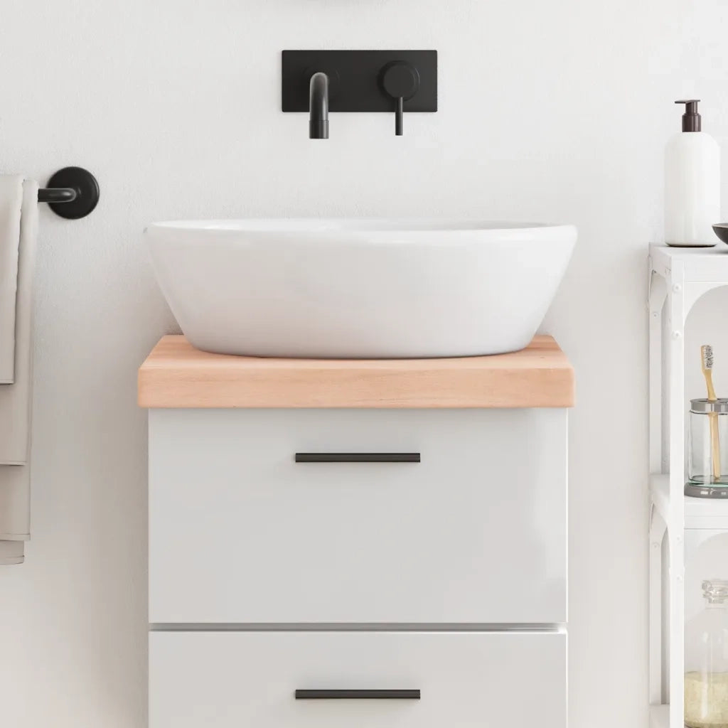 Piano Bagno 40x50x(2-6) cm in Legno Massello Non Trattato