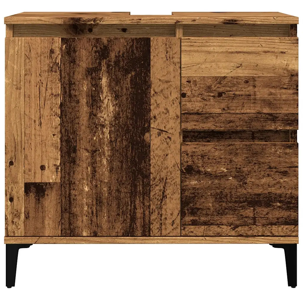 Mobiletto da bagno di design pratico e funzionale 65 x 33 x 60 cm finitura opaca in legno composito anticato 02_0051049