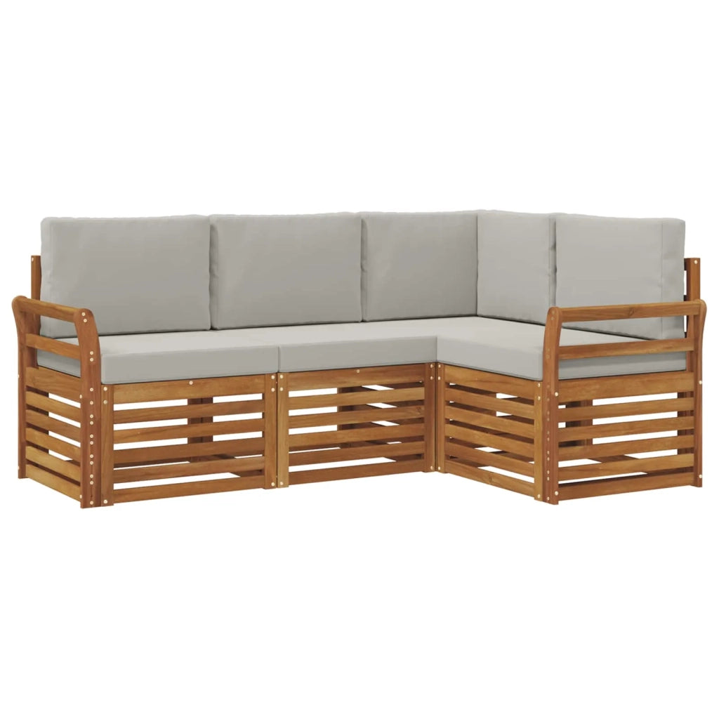 Set divani con cuscino 4 pcs Grigio Naturale e Chiaro