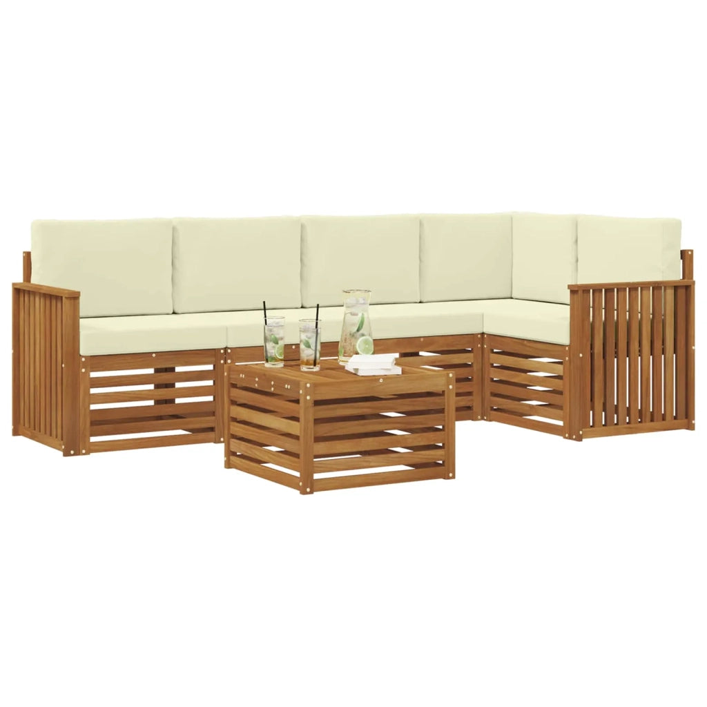 Set di divani da esterno 6 pz Naturale e Crema Poliestere 3374845