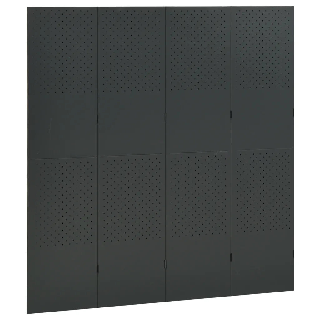 Paravento a 4 Pannelli Antracite 160x180 cm in Acciaio 335900