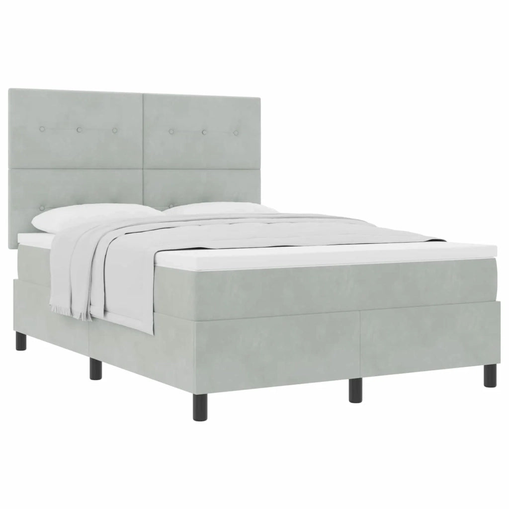 Letto a molle con materasso Grigio chiaro 140 x 200 cm Velluto 3339836